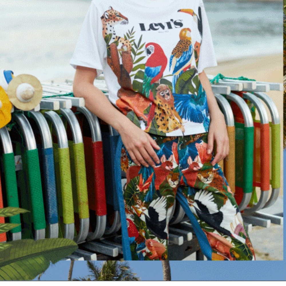 Levi’s X Farm Rio NWT cropped tropical jeans 26 - Picture 10 of 12